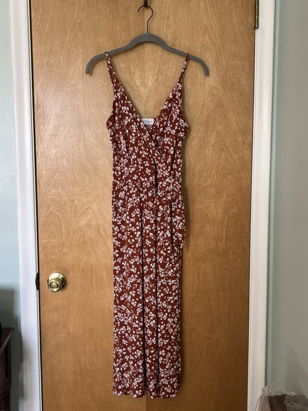 Kaileigh Size XSP Orange & White Floral Patterned Jumpsuit
